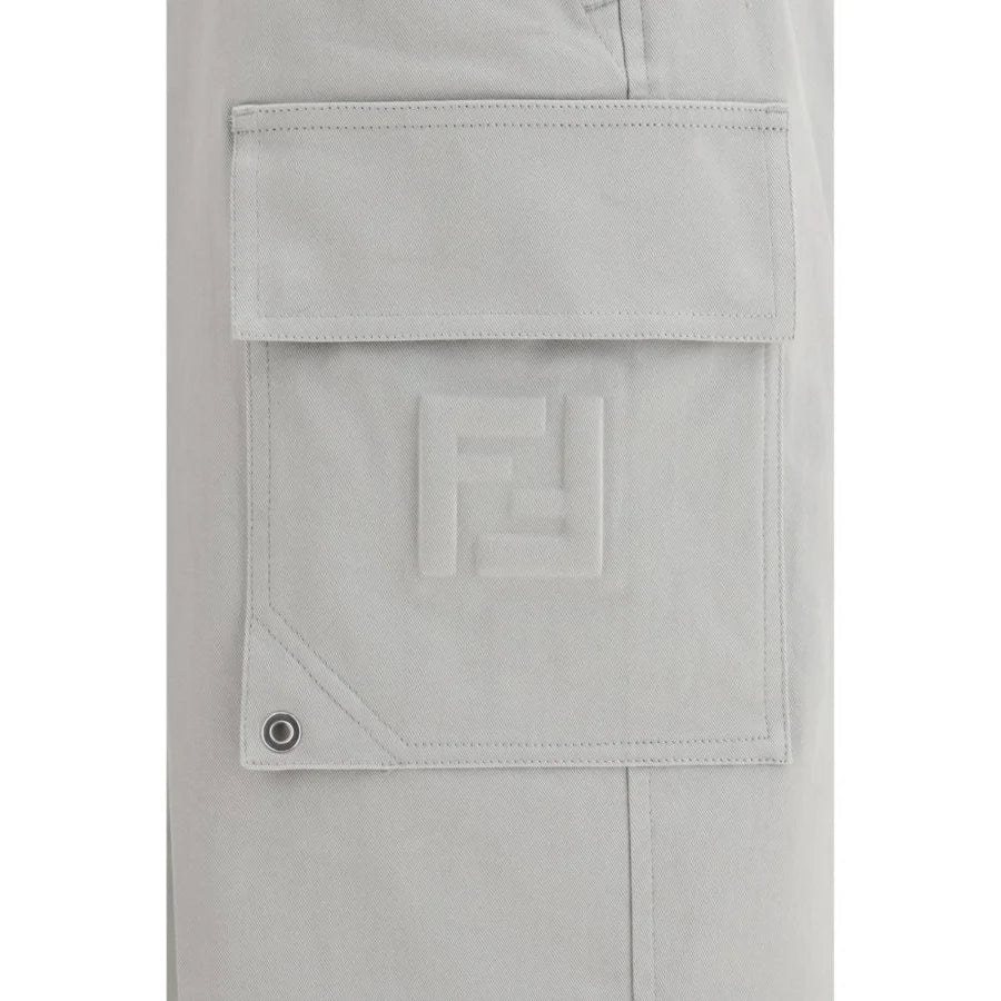 Fendi Silver Cotton Cargo Pants