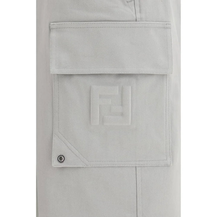Fendi Silver Cotton Cargo Pants