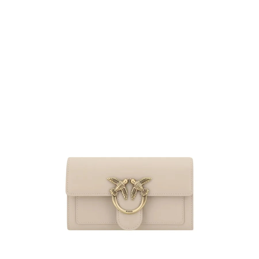 PINKO Beige Calf Leather Bos Taurus Shoulder Bag