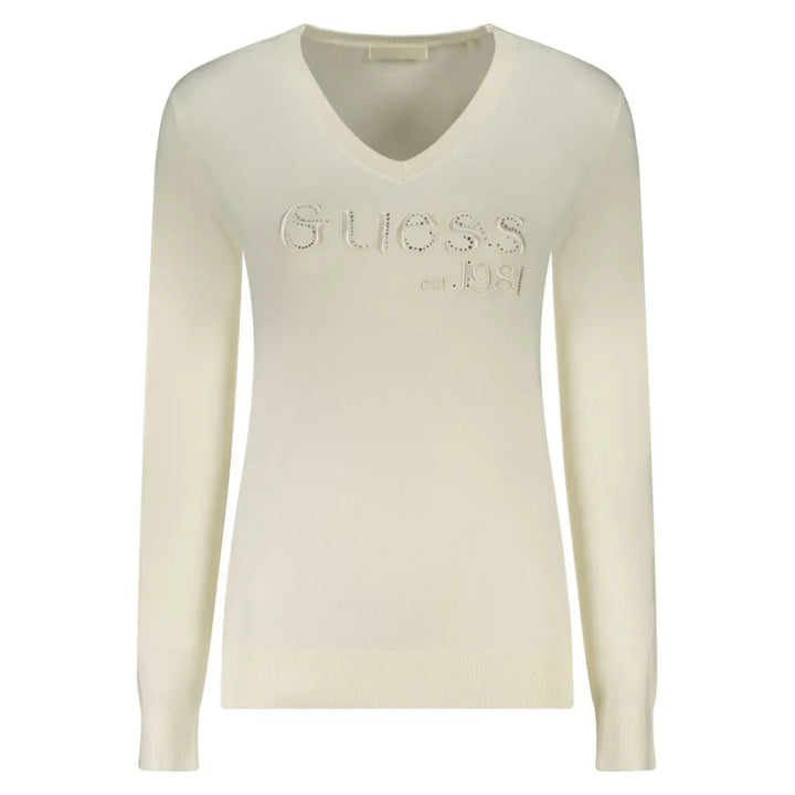 Guess Jeans Bianco Viscosa Women’s Long-Sleeved T-Shirt