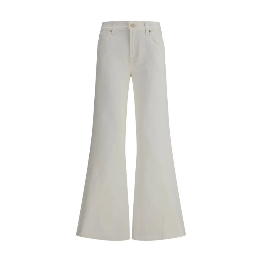 7FOR Beige Cotton Flared Jeans