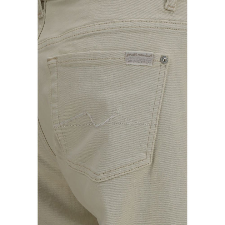 7for Beige Cotton Straight-leg Jeans