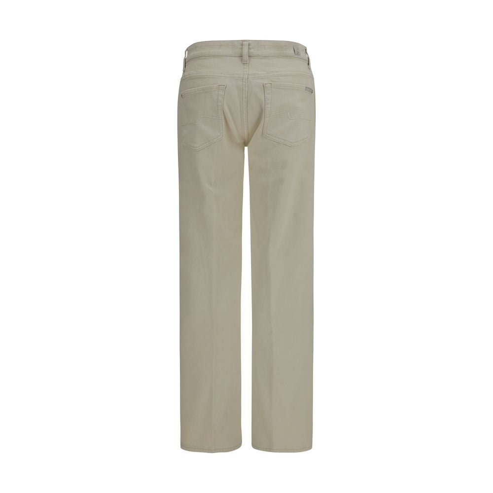 7for Beige Cotton Straight-leg Jeans