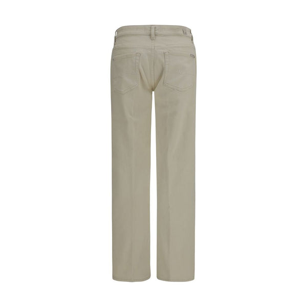7for Beige Cotton Straight-leg Jeans