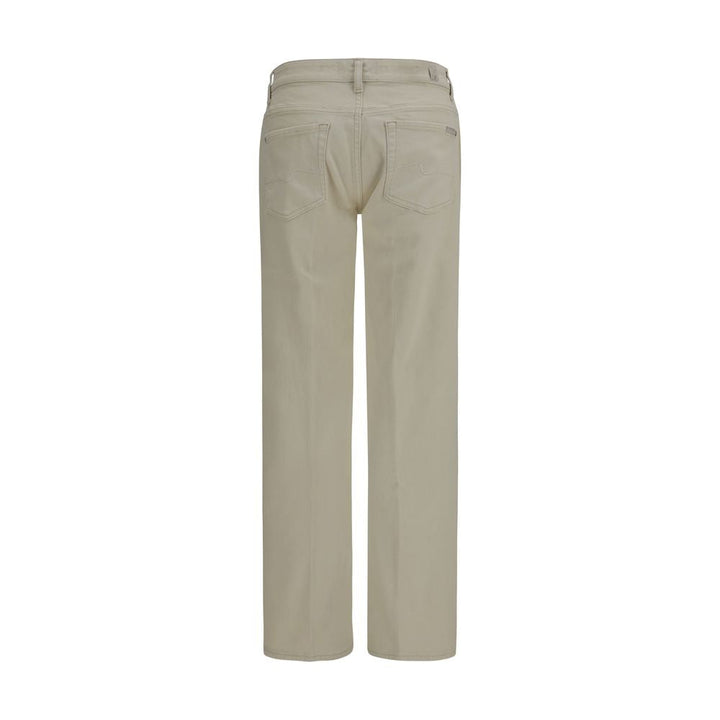 7for Beige Cotton Straight-leg Jeans