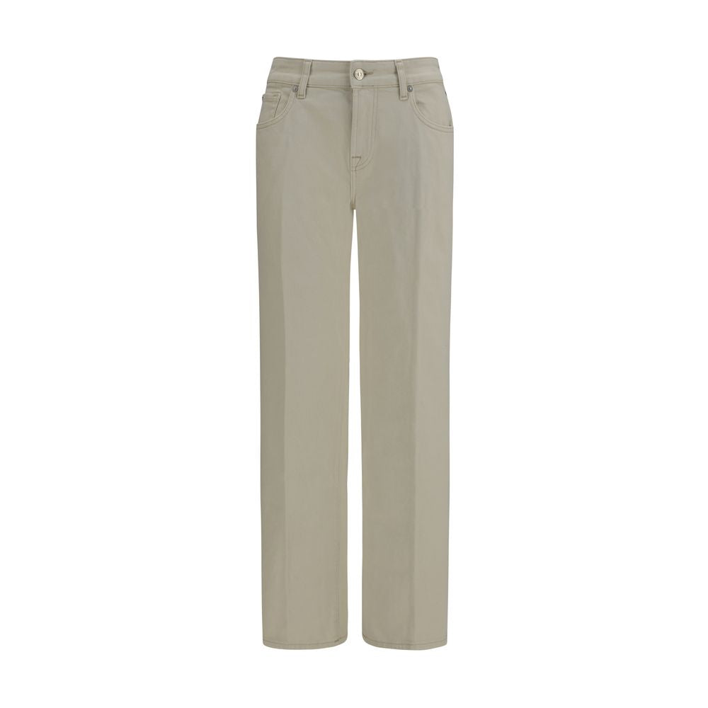 7for Beige Cotton Straight-leg Jeans