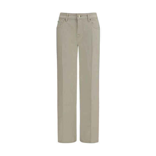7for Beige Cotton Straight-leg Jeans