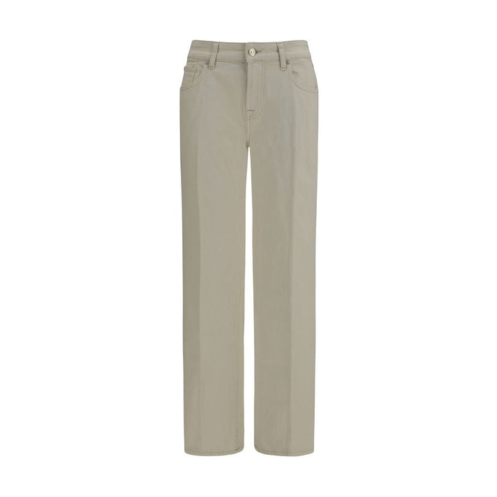 7for Beige Cotton Straight-leg Jeans