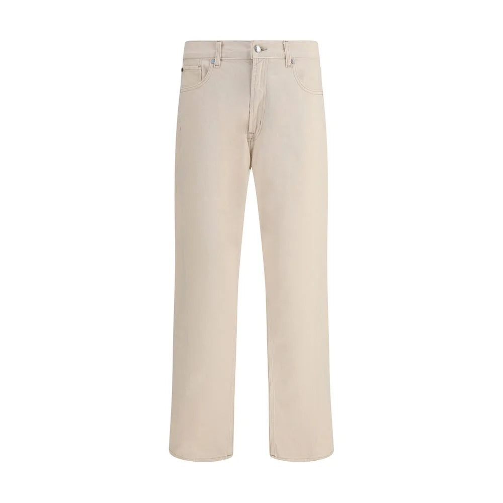 7FOR Beige Cotton Straight-Leg Jeans
