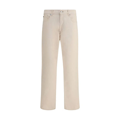 7FOR Beige Cotton Straight-Leg Jeans