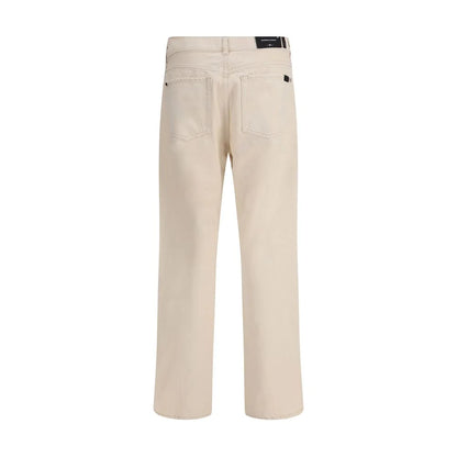 7FOR Beige Cotton Straight-Leg Jeans