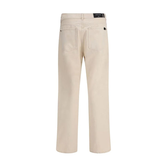 7FOR Beige Cotton Straight-Leg Jeans
