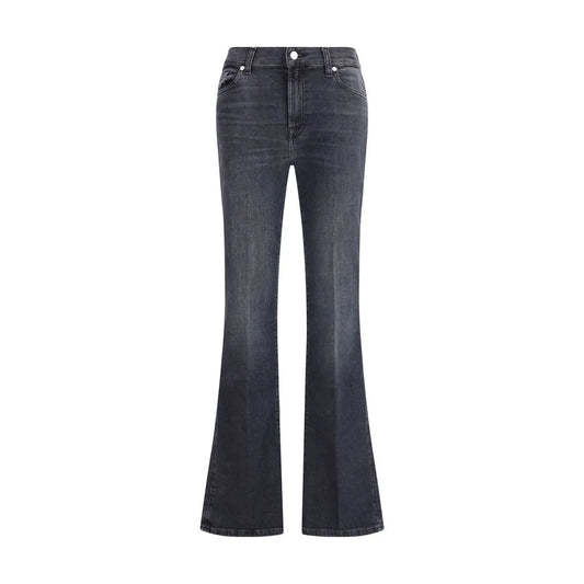 7FOR Black Cotton Bootcut Jeans