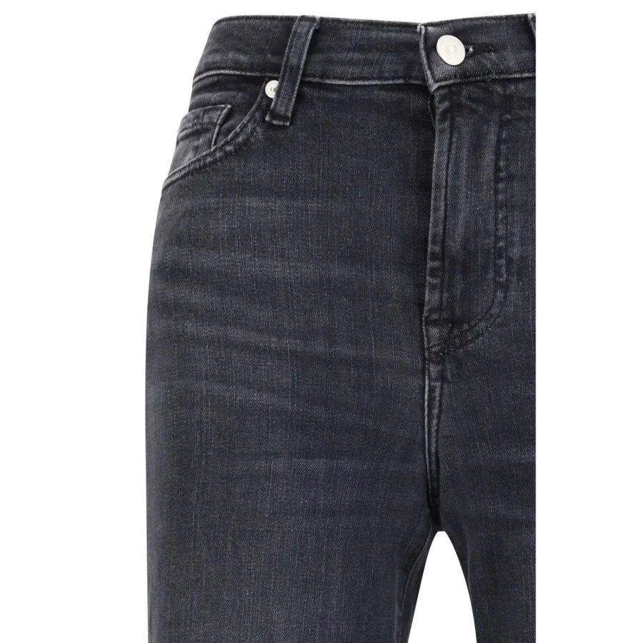 7FOR Black Cotton Flared Jeans