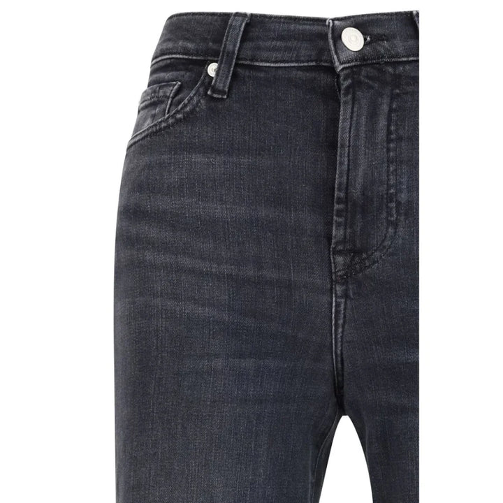 7FOR Black Cotton Flared Jeans