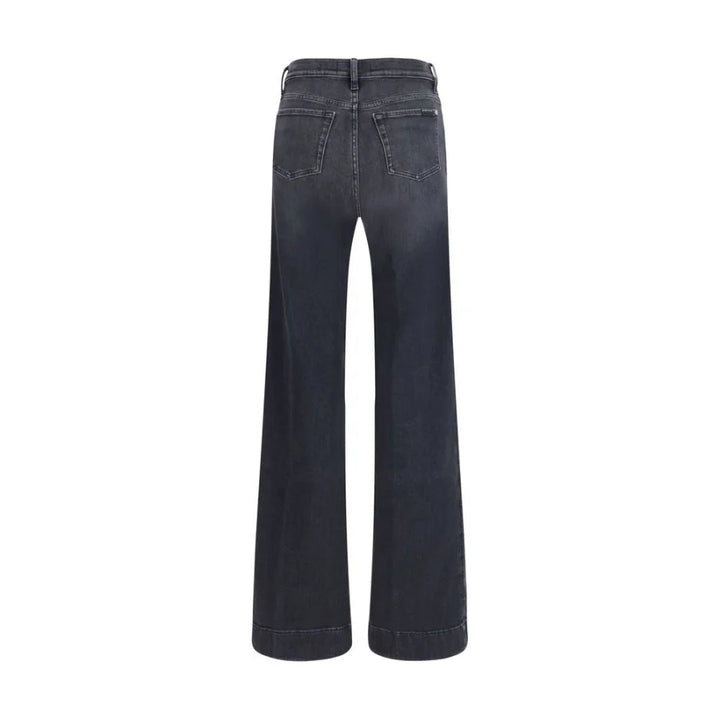 7FOR Black Cotton Flared Jeans