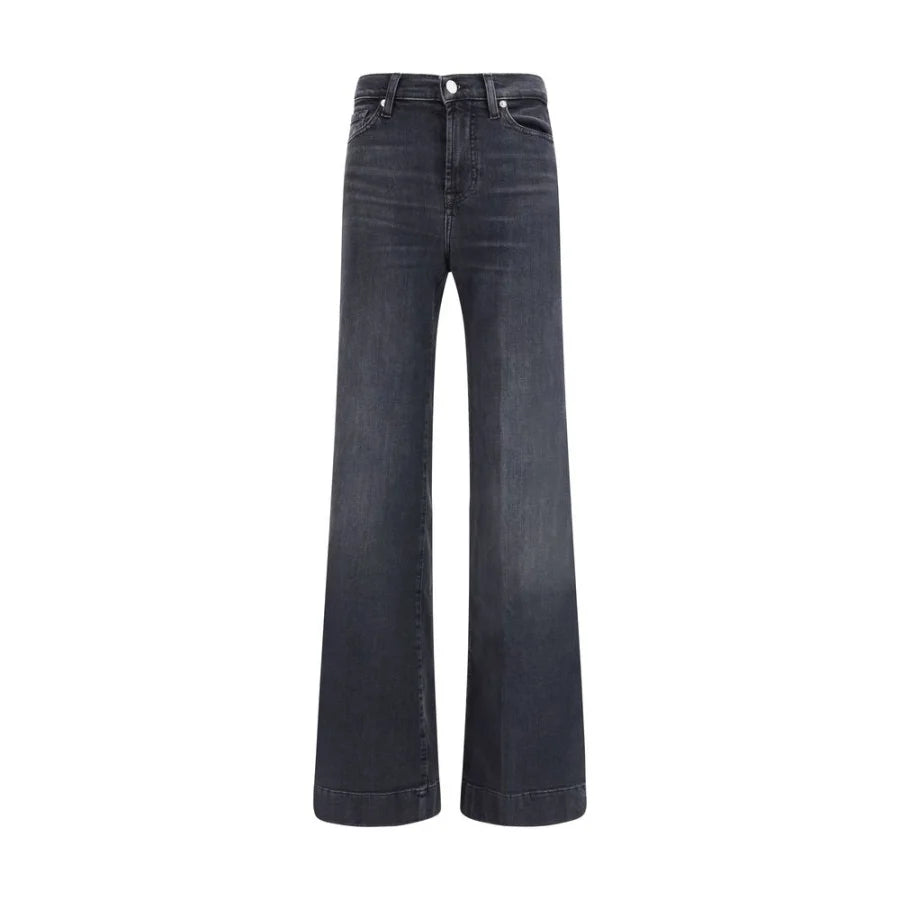 7FOR Black Cotton Flared Jeans