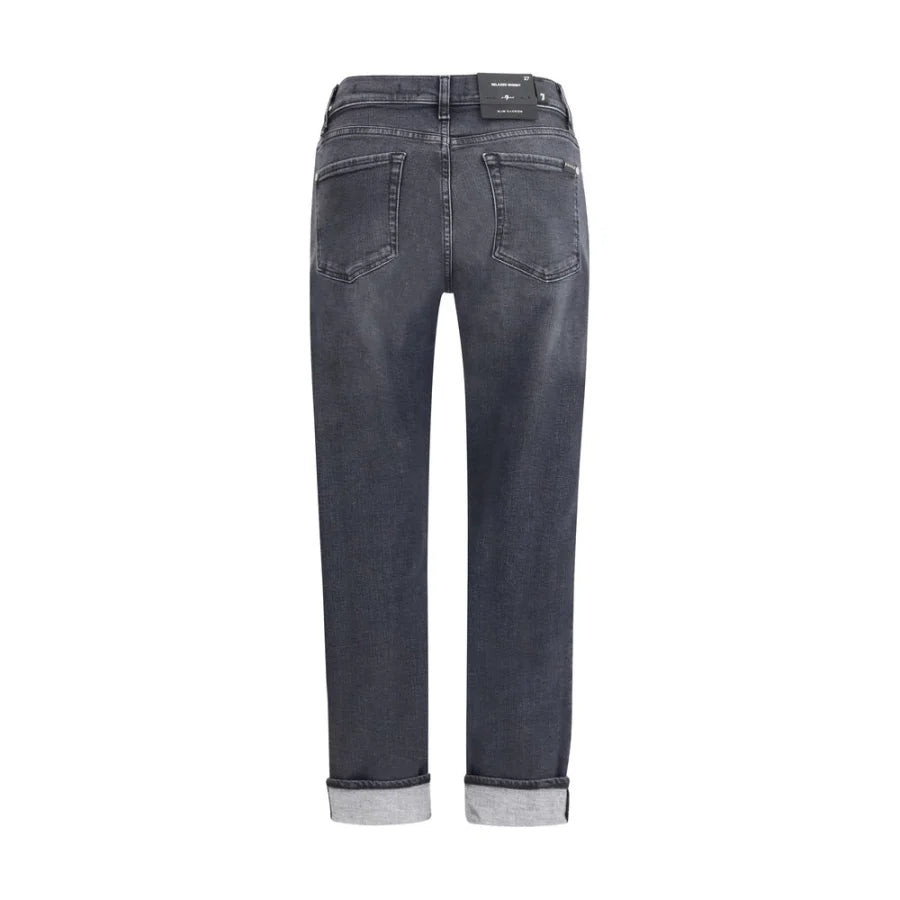 7FOR Black Cotton Relaxed Fit Jeans