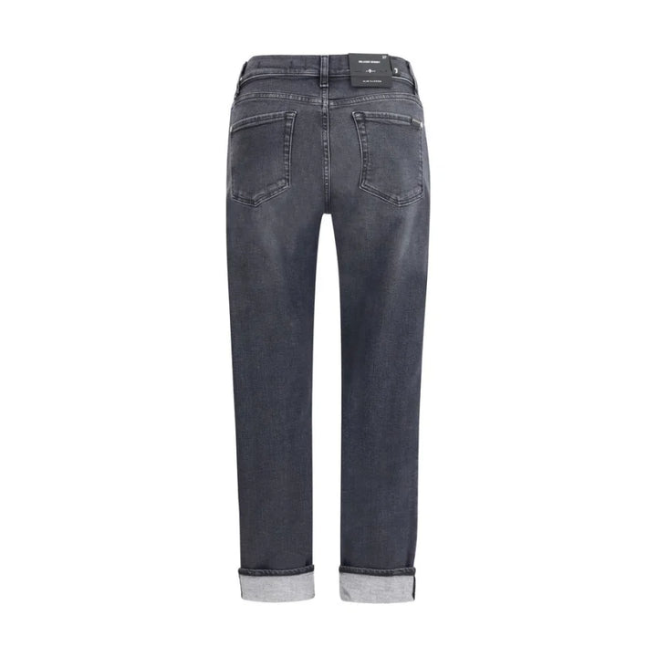 7FOR Black Cotton Relaxed Fit Jeans