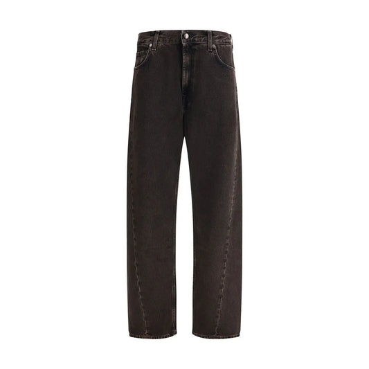 7FOR Black Cotton Straight-Leg Jeans