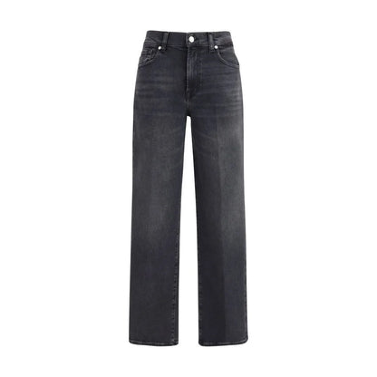 7FOR Black Cotton Straight-Leg Jeans