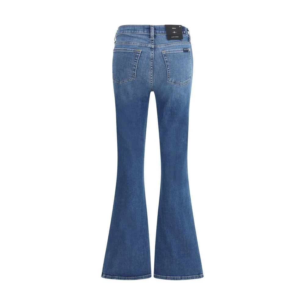 7FOR Blue Cotton Flared Jeans