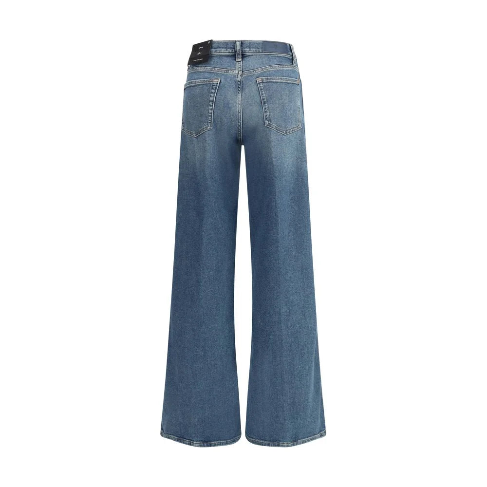 7FOR Blue Cotton Flared Jeans
