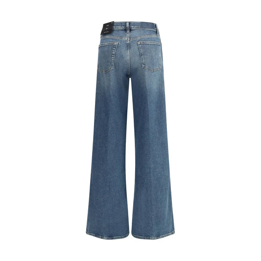 7FOR Blue Cotton Flared Jeans