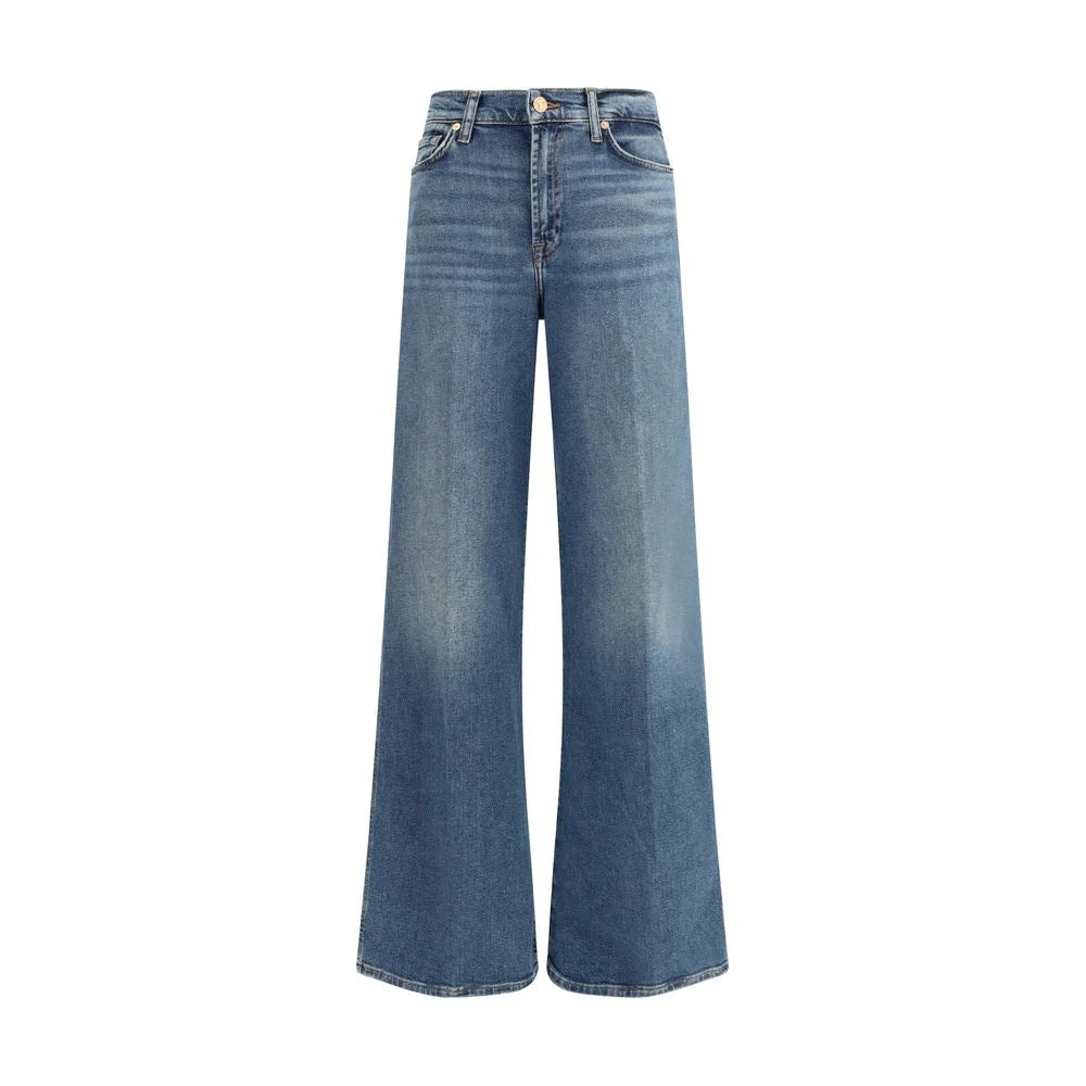 7FOR Blue Cotton Flared Jeans