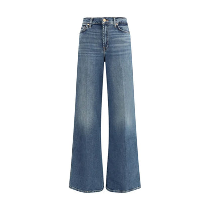 7FOR Blue Cotton Flared Jeans