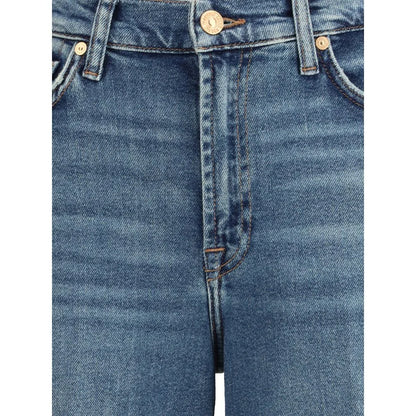7FOR Blue Cotton Flared Jeans