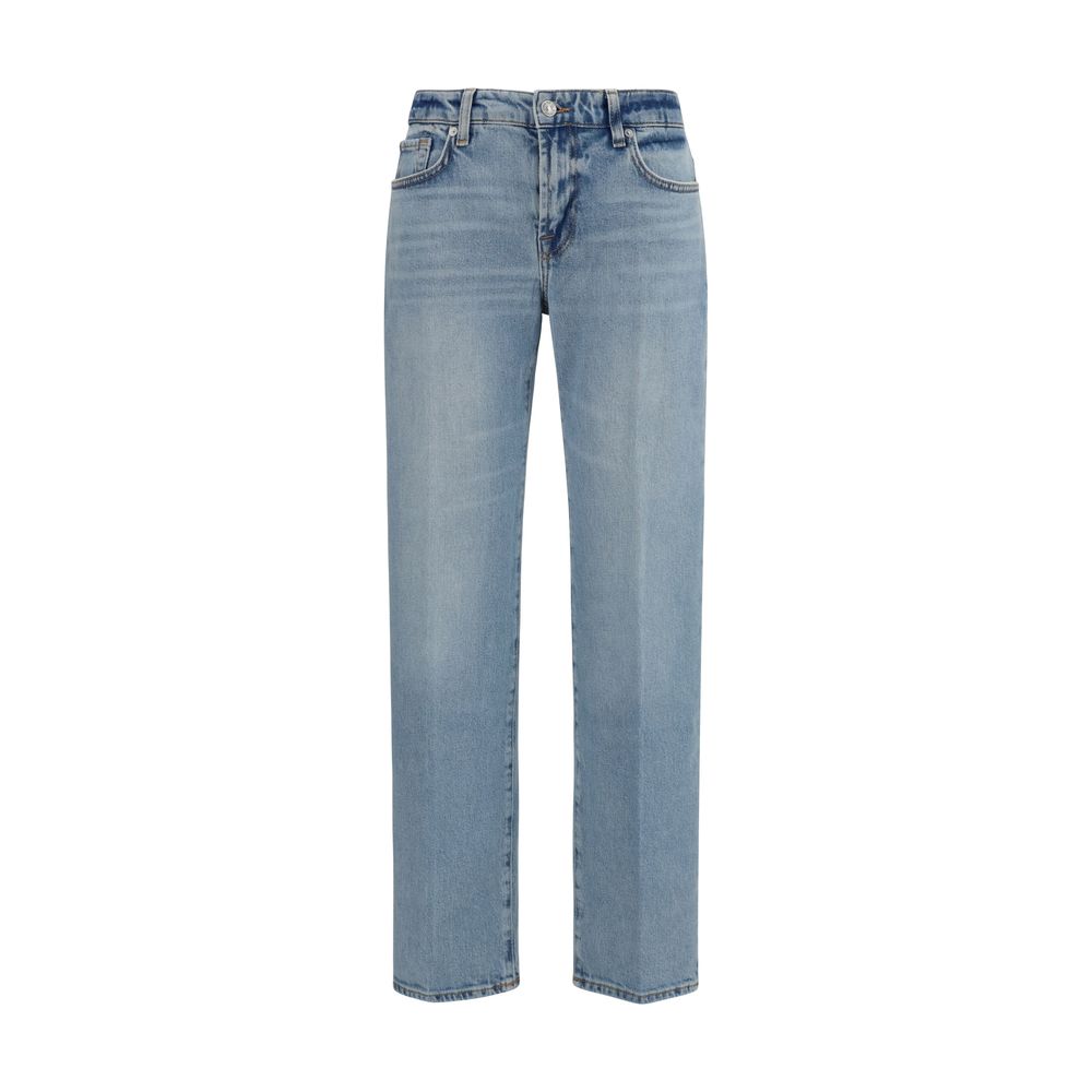 7for Blue Cotton Straight-leg Jeans