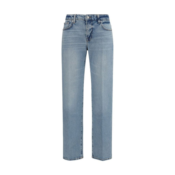 7for Blue Cotton Straight-leg Jeans