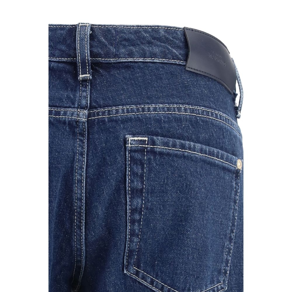 7for Blue Cotton Straight-leg Jeans