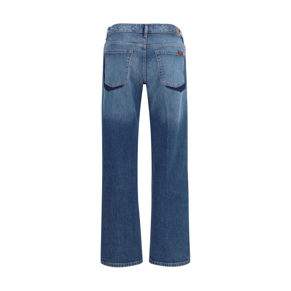 7for Blue Cotton Straight-leg Jeans