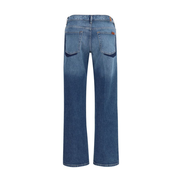 7for Blue Cotton Straight-leg Jeans
