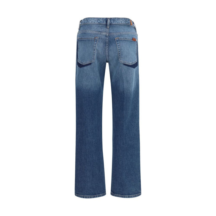 7for Blue Cotton Straight-leg Jeans