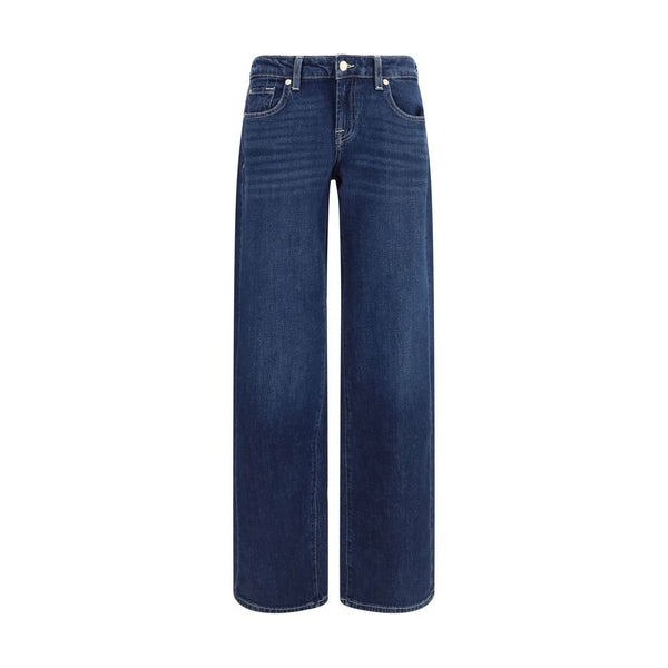 7for Blue Cotton Straight-leg Jeans