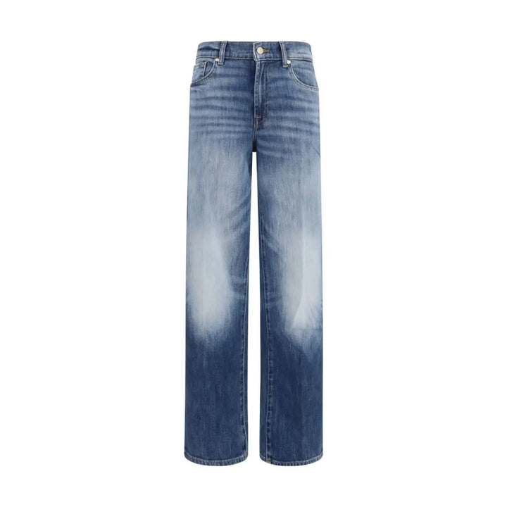7for Blue Cotton Straight-leg Jeans