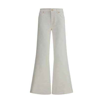 7FOR Cream Cotton Flared Jeans