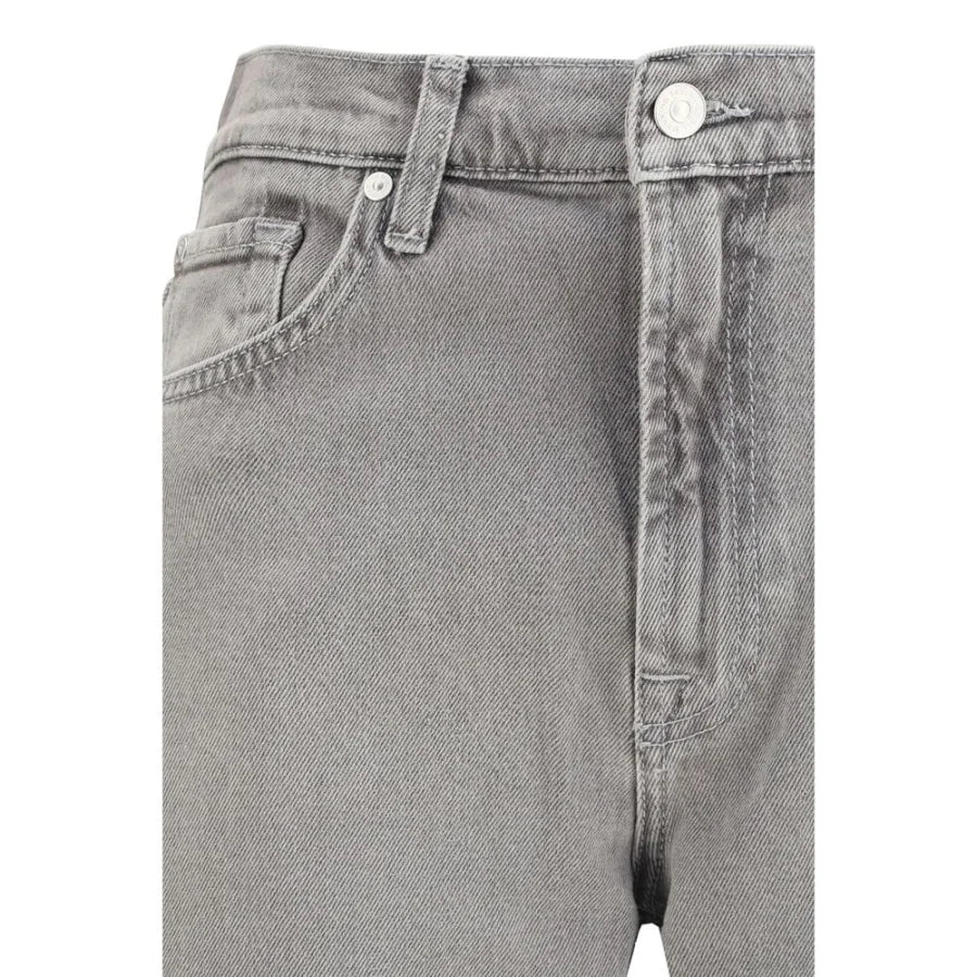 7FOR Gray Cotton Relaxed Fit Jeans