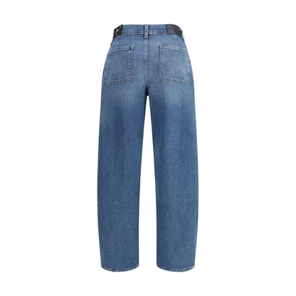 7FOR Light Blue Cotton Relaxed Fit Jeans