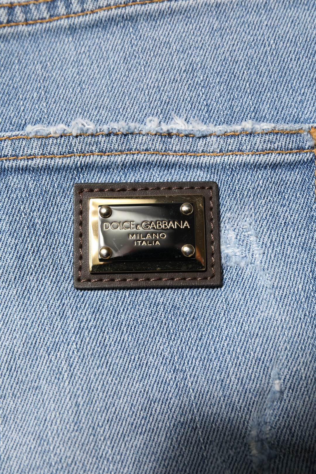 Dolce &amp; Gabbana Blue Tattered Denim Cotton Hot Pants Shorts