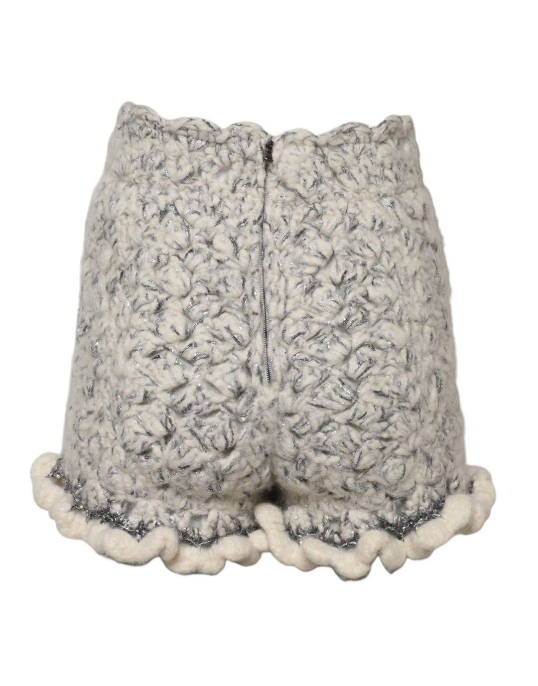 Dolce &amp; Gabbana Metallic Bouclé Knit Cashmere Ruffled Shorts