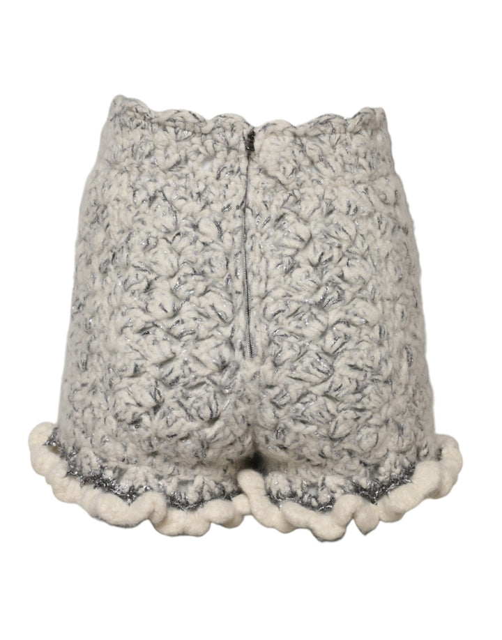 Dolce &amp; Gabbana Metallic Bouclé Knit Cashmere Ruffled Shorts