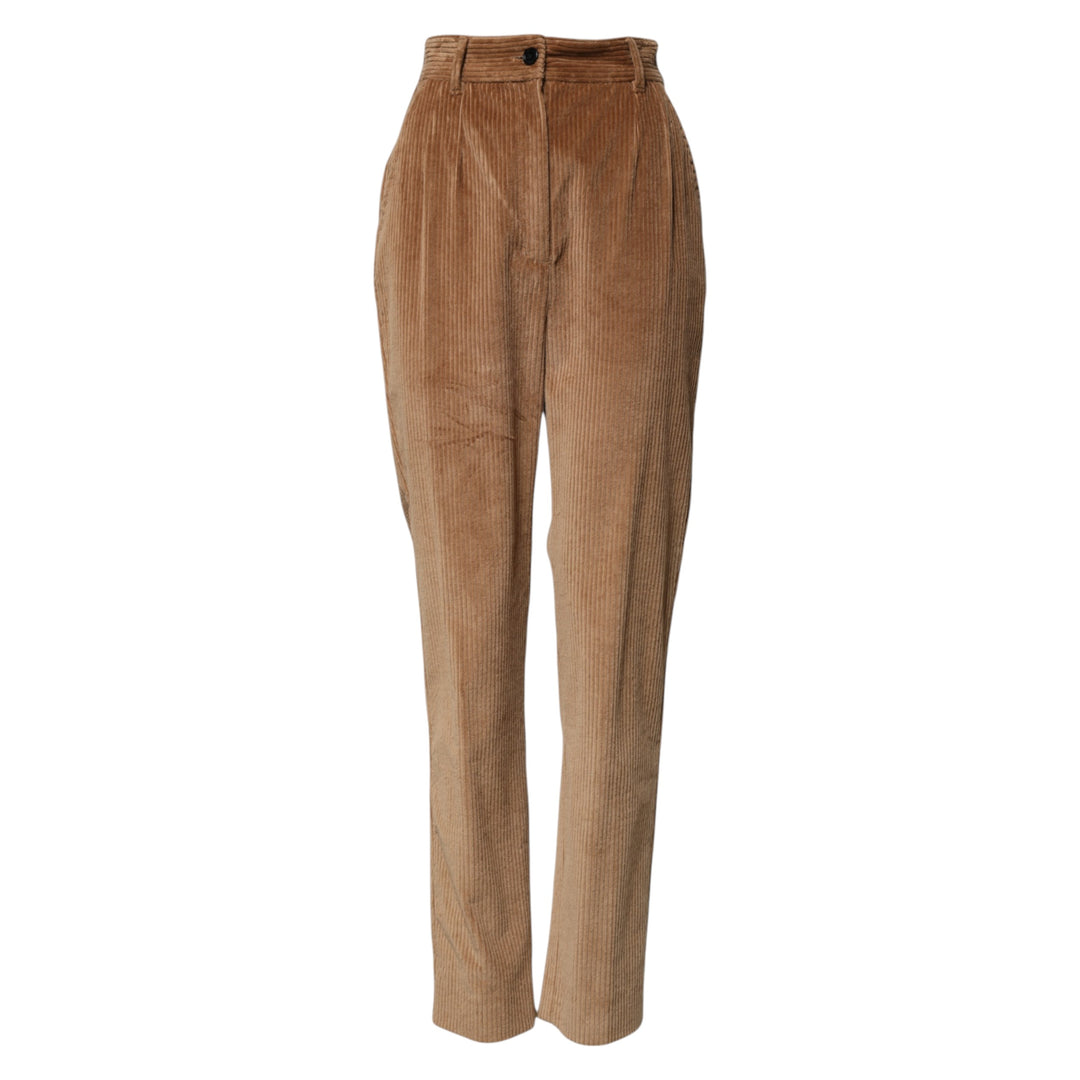 Dolce &amp; Gabbana Brown Cotton Corduroy Tapered Pants