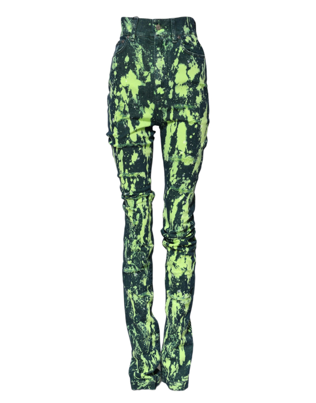 Dolce &amp; Gabbana Green Color Splash High Waist Denim Jeans