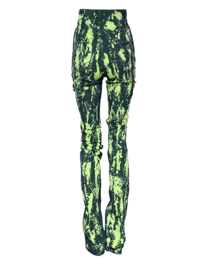 Dolce &amp; Gabbana Green Color Splash High Waist Denim Jeans