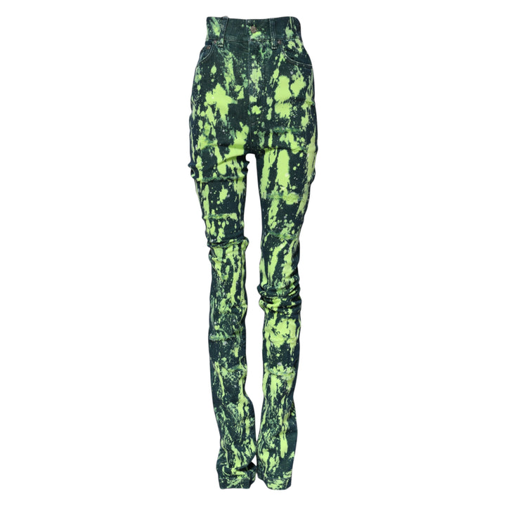 Dolce &amp; Gabbana Green Color Splash High Waist Denim Jeans