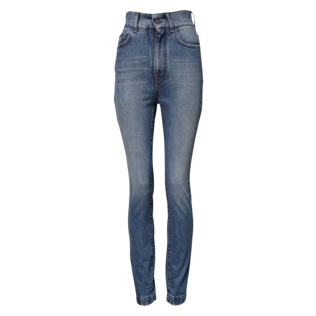 Dolce &amp; Gabbana Blue Washed Skinny High Waist Denim Jeans